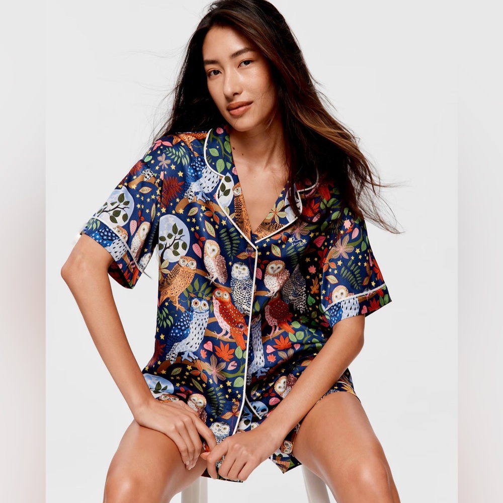 BNWT Karen Mabon X Peter Alexander Navy Owl Print Pajama Set